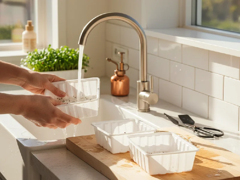 Cleaning, caring, and reusing microgreens growing trays at home 