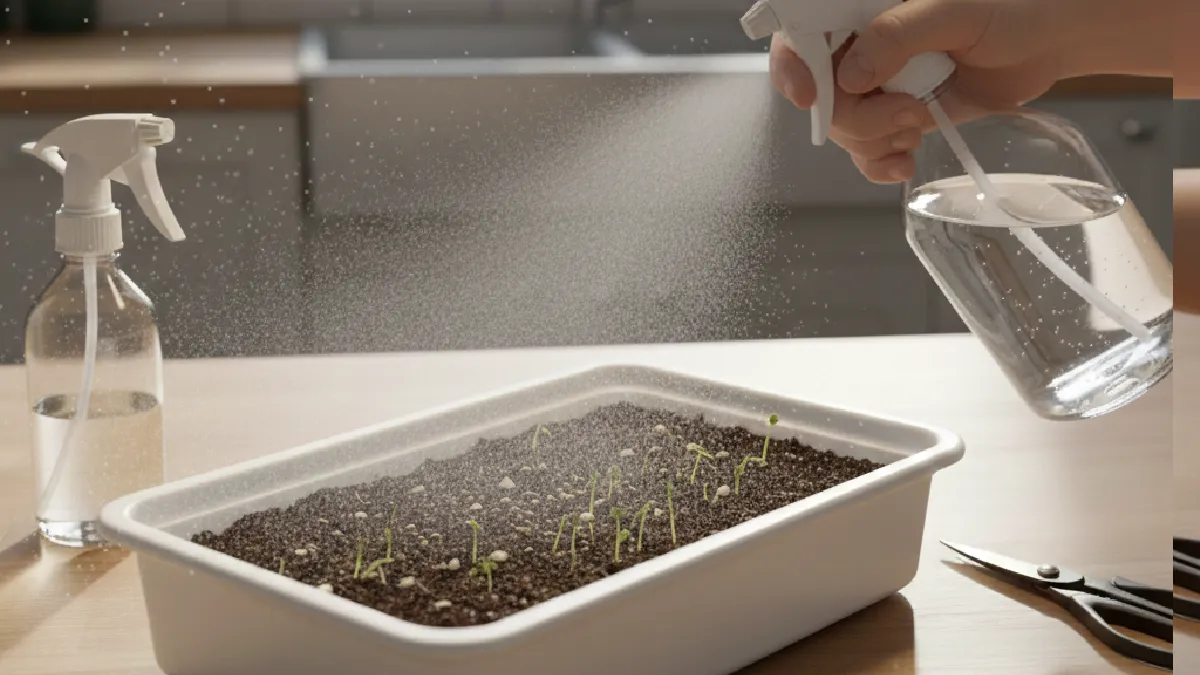 watering microgreens during germination stage