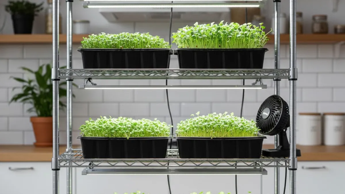 Indoor Microgreens Growing Setup