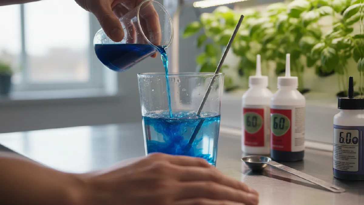 Mixing hydroponic nutrient solution with correct pH for microgreens