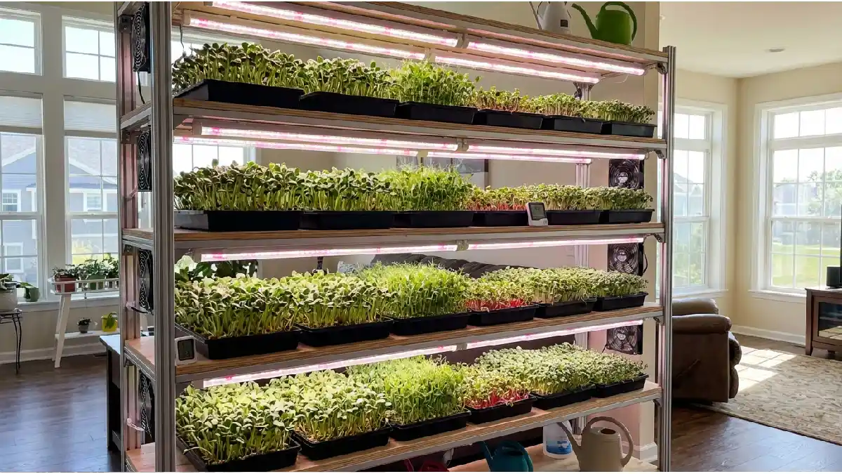best LED grow lights for microgreens rack setup
