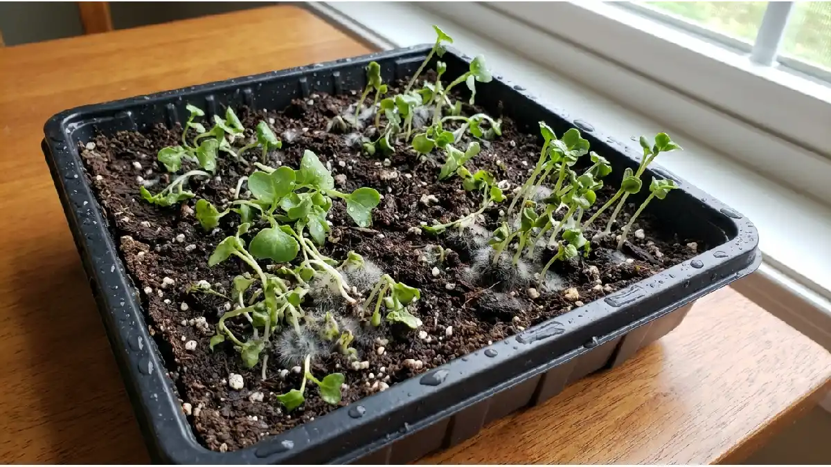 mold and uneven growth caused by improper microgreens tray usage