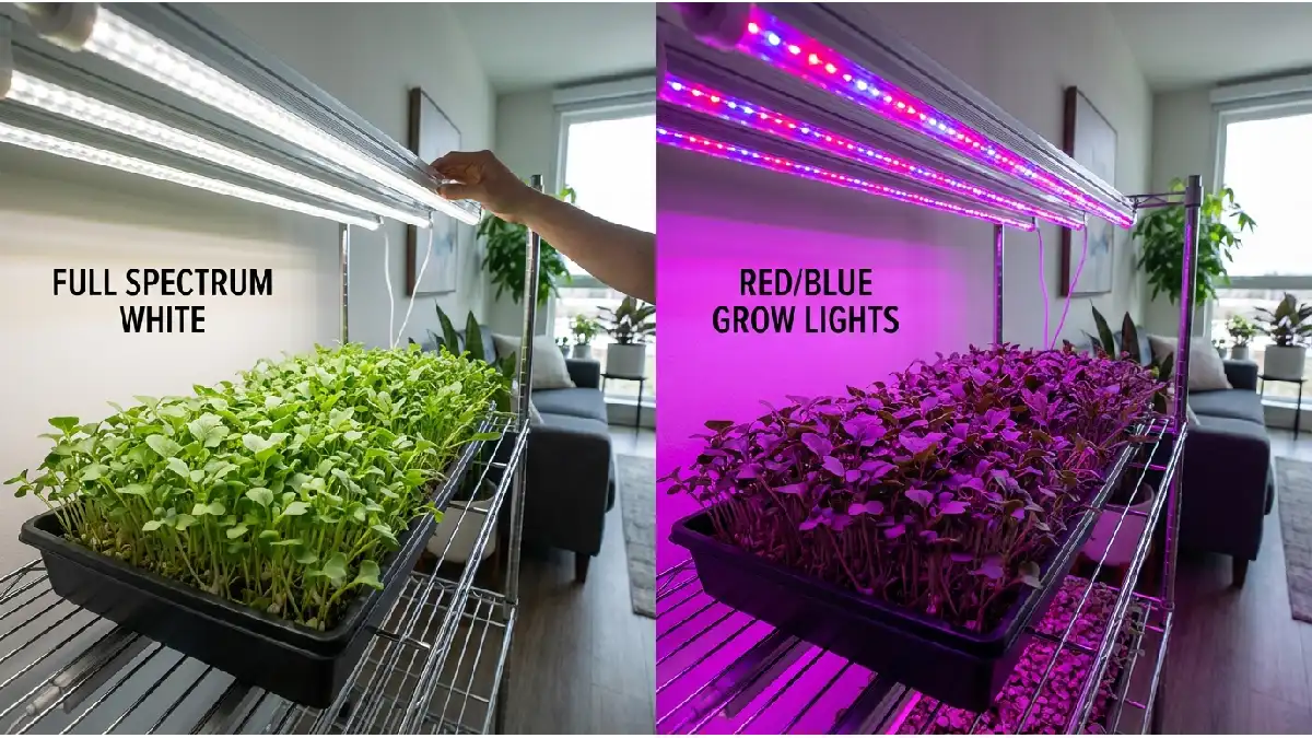 full spectrum vs red blue grow lights for microgreens