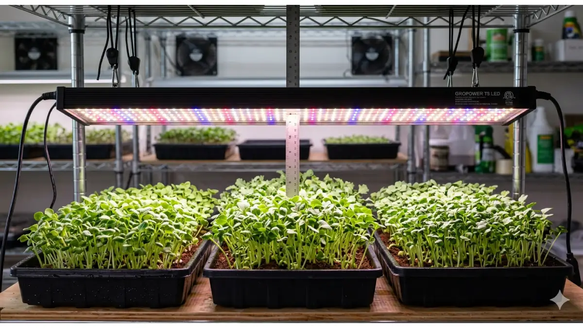 “Correct light distance microgreens”