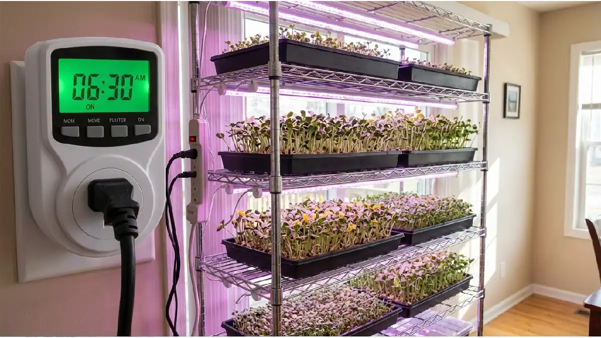 microgreens grow lights timer schedule