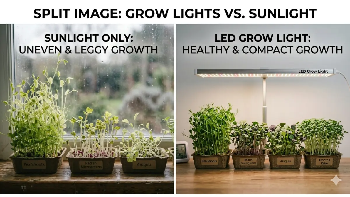 “Sunlight vs LED microgreens”