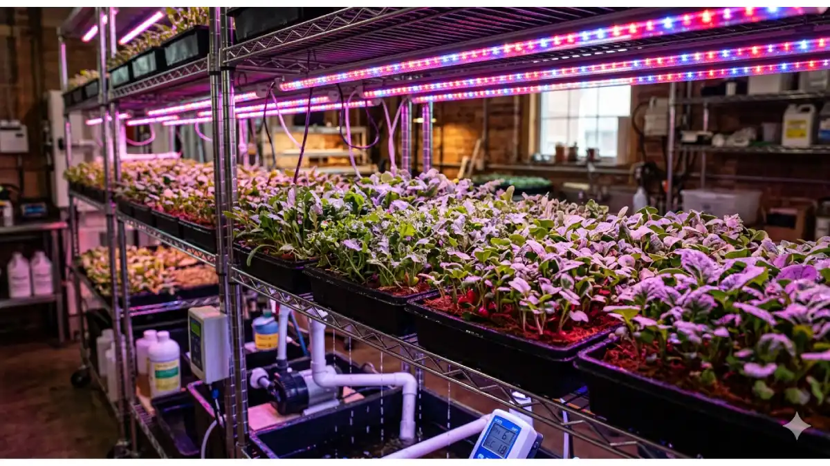 “Red blue light microgreens”