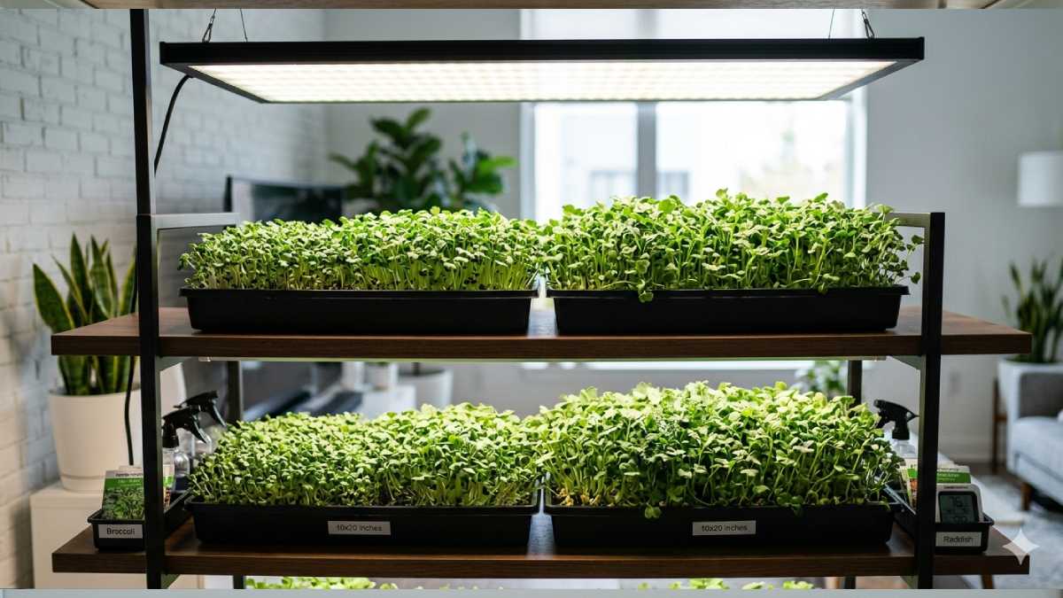 Best grow light setup producing healthy and dense microgreens indoors