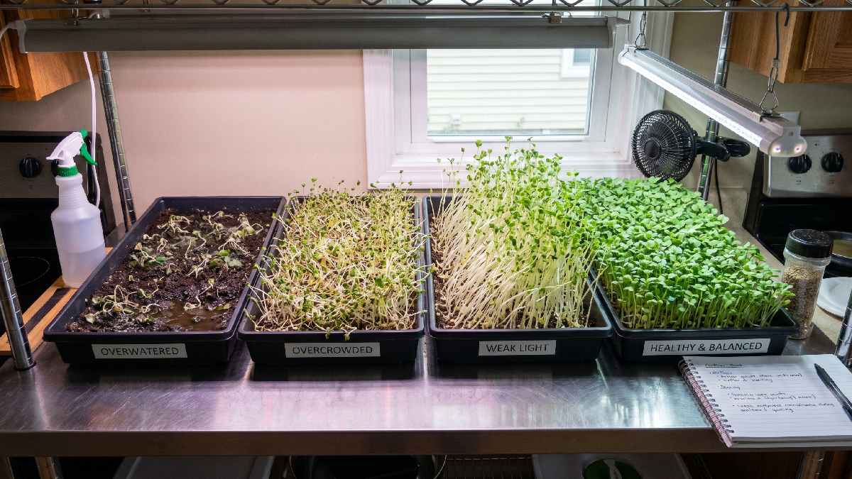 Avoid overwatering, weak light, poor spacing, and bad airflow for healthy, strong microgreens every indoor growing cycle.