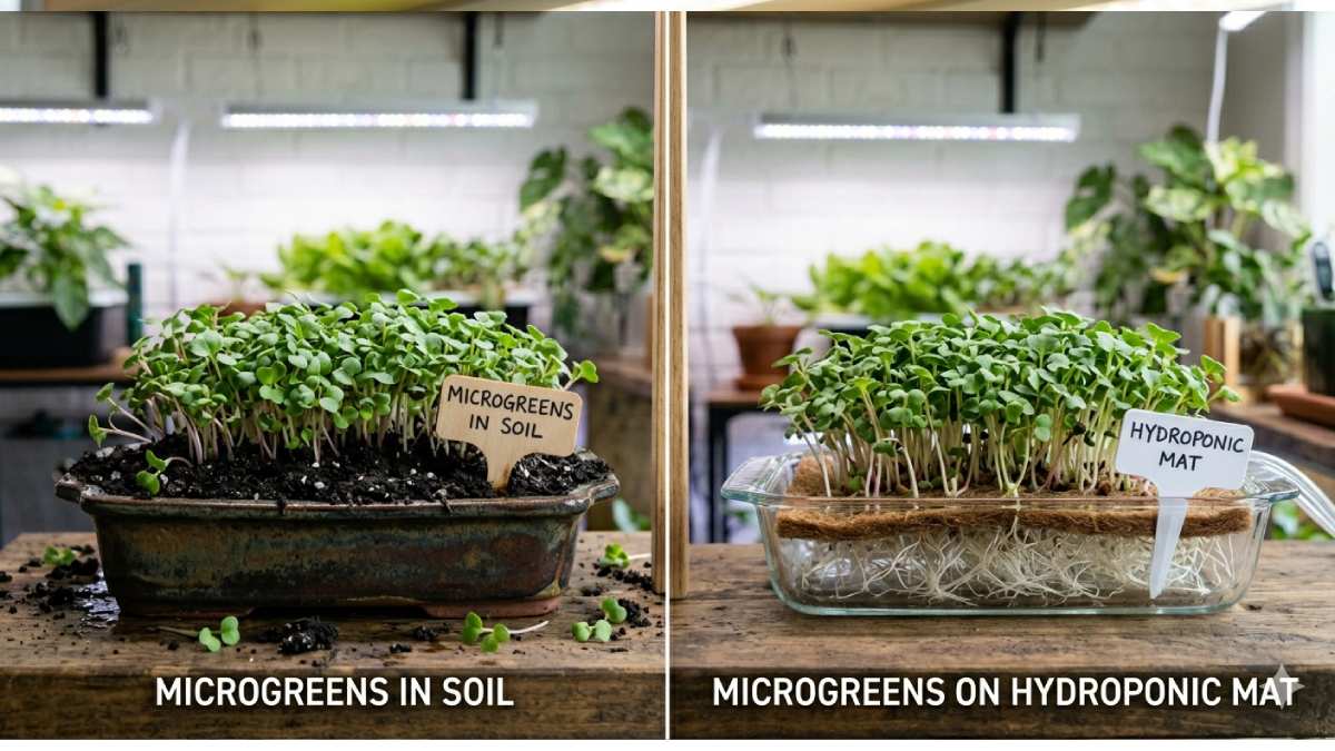 Comparison of soil-grown and hydroponic microgreens