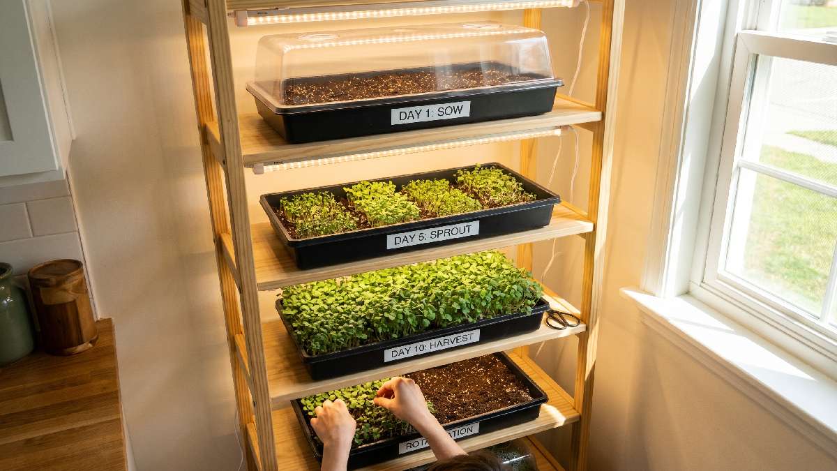Microgreens grow in just days, giving a quick harvest, steady supply, and continuous indoor production with simple daily care.