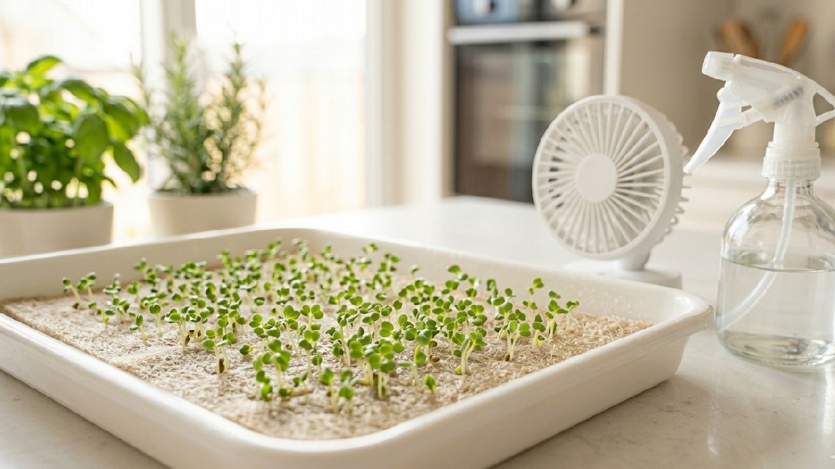 No dirt spilling, no heavy trays, just mats and water. Cleaning stays easy, mold control better with airflow, growth fast, kitchen looks tidy, reward comes quickly. 