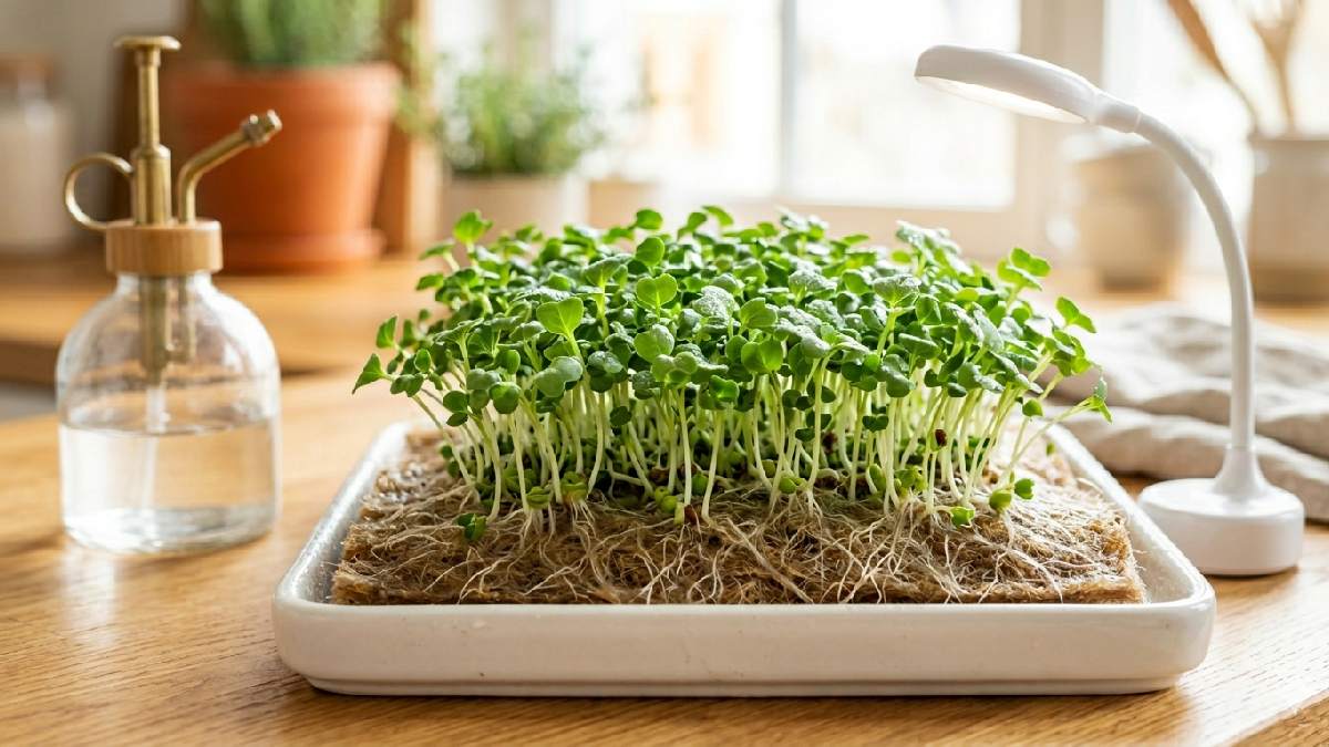 Yes microgreens grow without soil easily. Just a mat and water, seeds sprout fast, roots spread under surface, leaves come out green and fresh. 