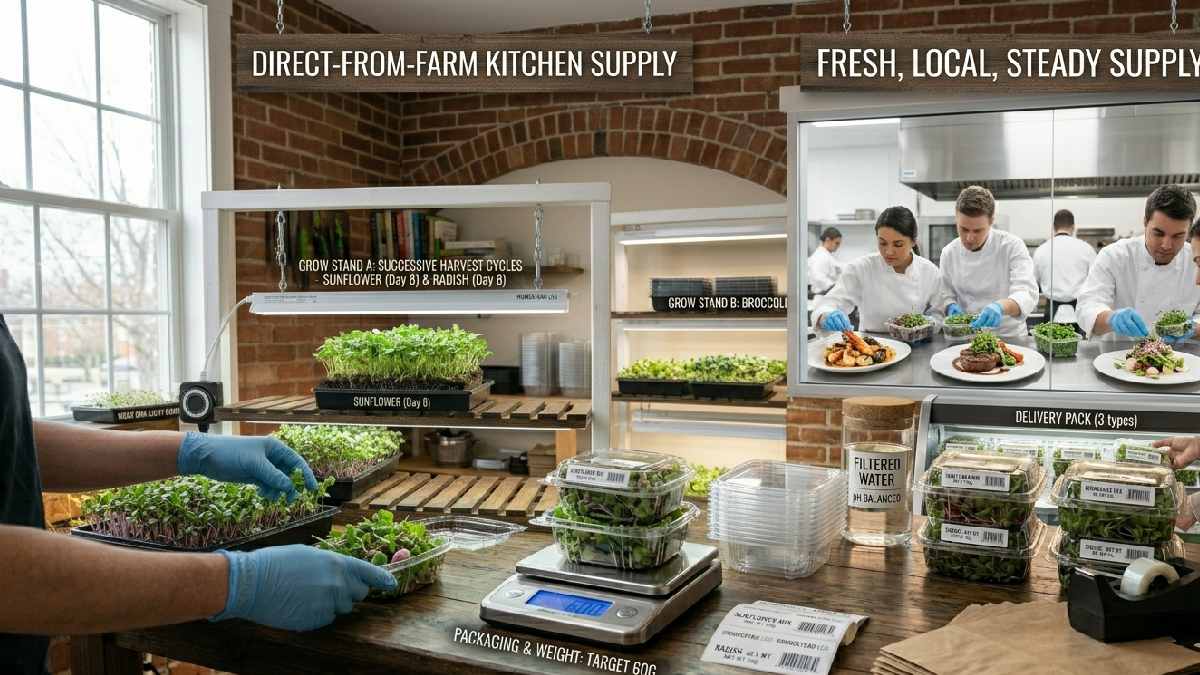 Restaurants and health buyers demand fresh microgreens daily steady orders quality consistency local supply and growing urban market opportunity.