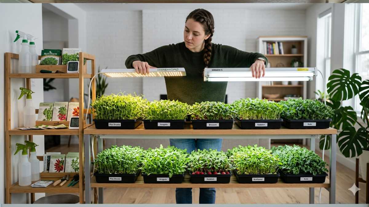 Choosing the best grow light for microgreens indoor growing setup