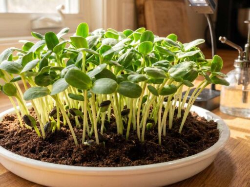 Learn how to grow sunflower microgreens at home in simple steps. Soak seeds, spread evenly, give light, harvest in 7 to 10 days fresh.