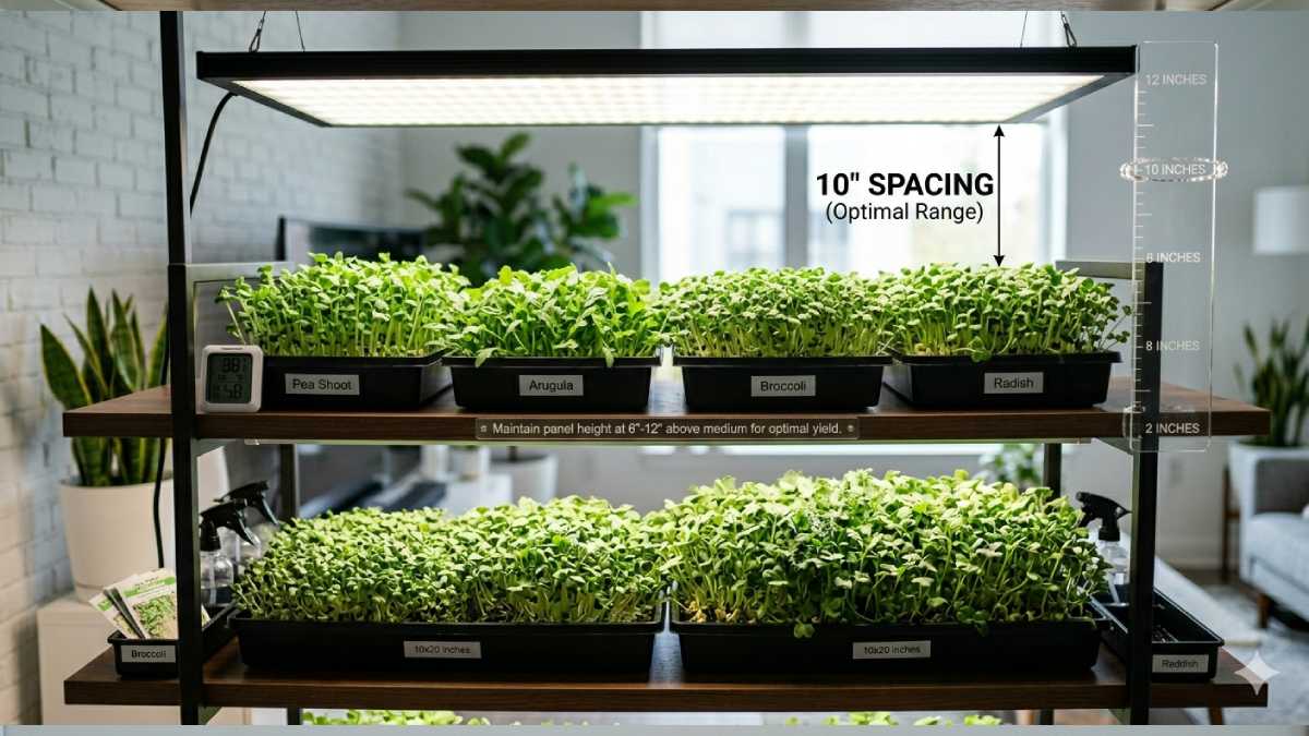 Proper distance between grow light and microgreens