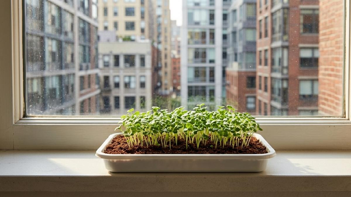 Microgreens fit easily into small homes and apartments. Kitchen shelf or window ledge works perfectly, no garden needed, small corners become productive, perfect for urban living. 