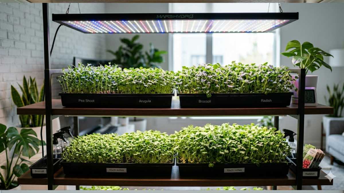 Full spectrum grow light supporting microgreens growth