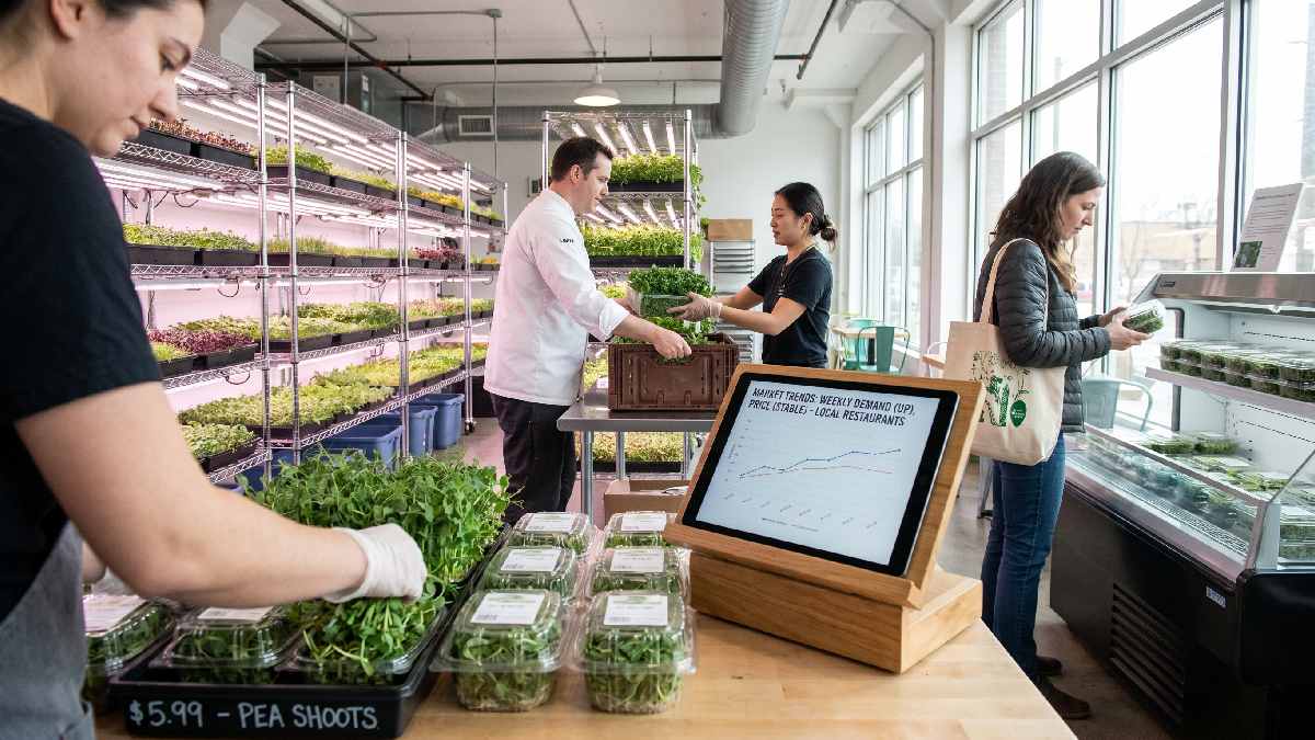 Market demand and selling price decide microgreens profit. restaurants buyers value fresh consistent supply stable pricing ensures long term success.