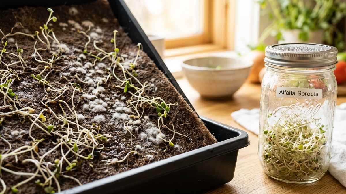 Mold appears when moisture stays too high and air stays still. Rinse sprouts properly, keep mats balanced not wet, clean setup prevents mold, lesson learned hard way. 