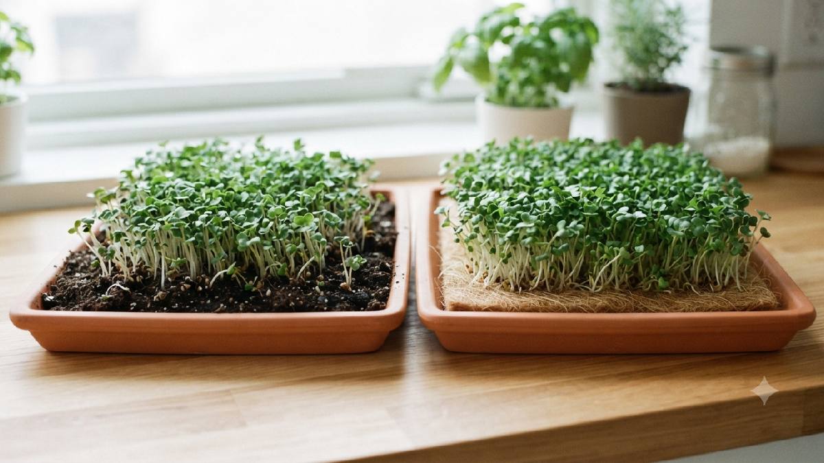 Comparison of soil and soil-free growing mediums for microgreens