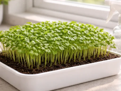 Grow cilantro microgreens at home in simple steps. Fresh seeds, light soil, gentle misting, harvest in 10 to 14 days, fresh flavor, kitchen feels alive.