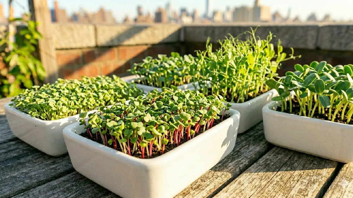 Radish, mustard, broccoli, pea shoots and sunflower grow best outdoors. Hardy varieties handle sunlight and weather changes easily, recover fast, give consistent fresh harvests and reduce beginner frustration naturally. 