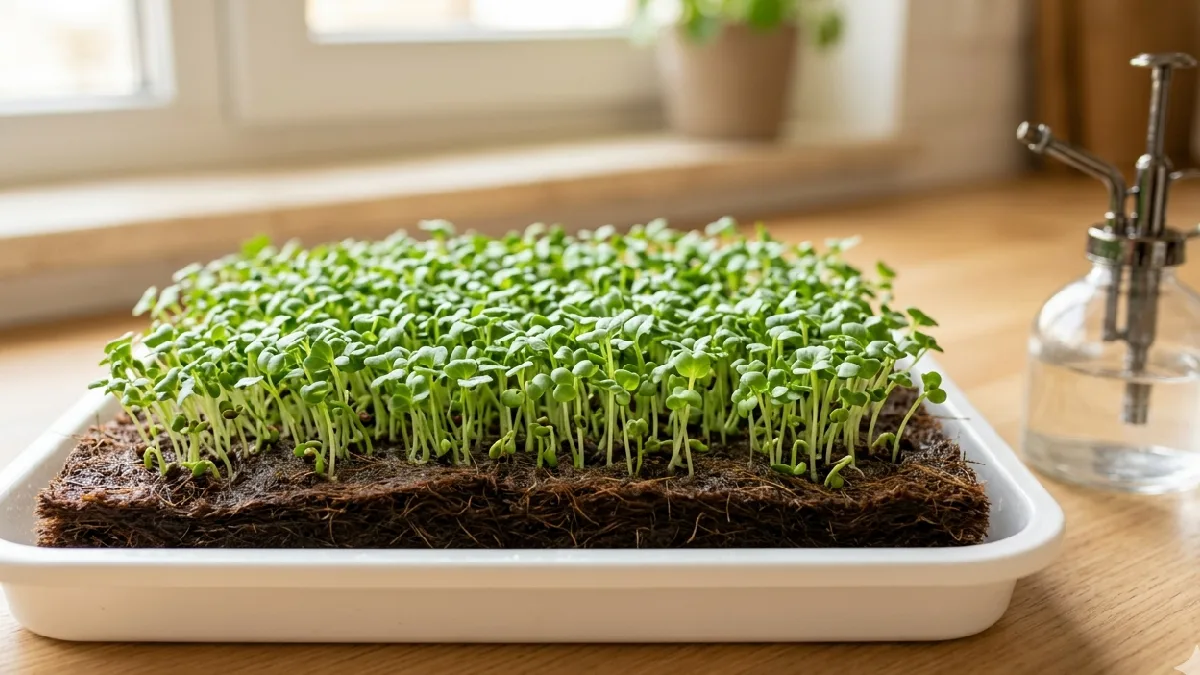 Grow mats hold water steady, roots stay cozy, no soil mess. Mist lightly, mat stays damp longer, tiny shoots peek green fast, cleanup easy. 