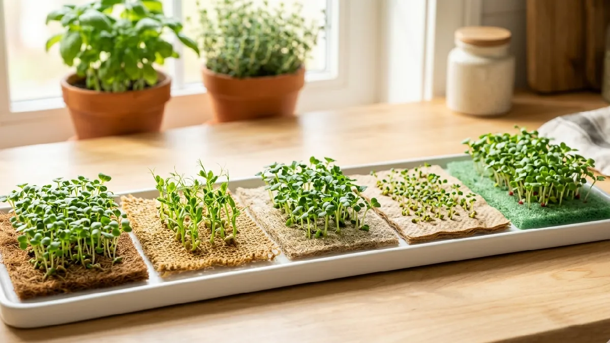 Coconut coir, jute, hemp, paper and synthetic mats each feel different. Choose by habit and care style, roots grab firm, tiny shoots push green fast. 