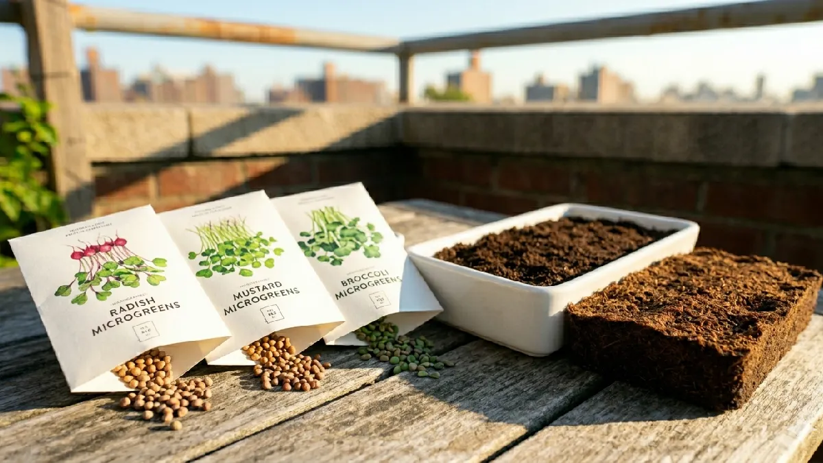 Choose fresh quality seeds like radish, mustard and broccoli for outdoor growing. Old seeds give patchy results, fresh seeds sprout quickly, evenly and make growing journey smooth. 