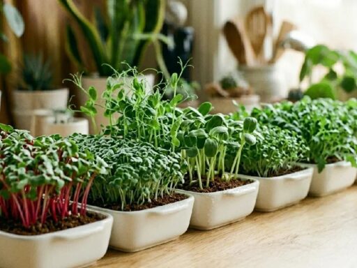 Easiest microgreens to grow at home: radish, broccoli, pea shoots, sunflower, mustard, arugula, and basil. Tiny effort, big reward, fresh flavor, kitchen feels alive.