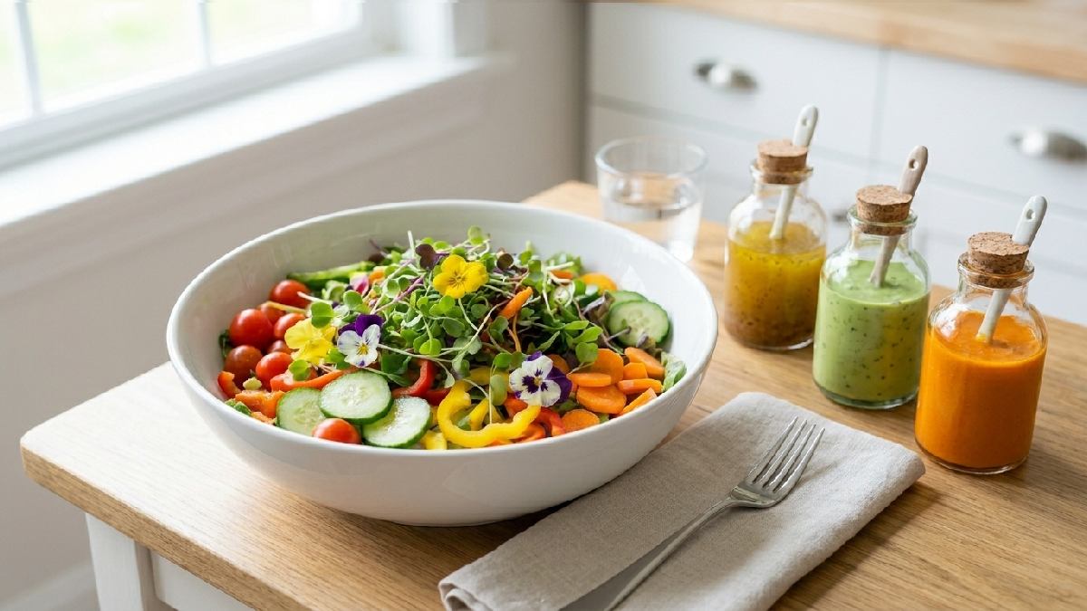 “Healthy dressings for microgreen salad.”