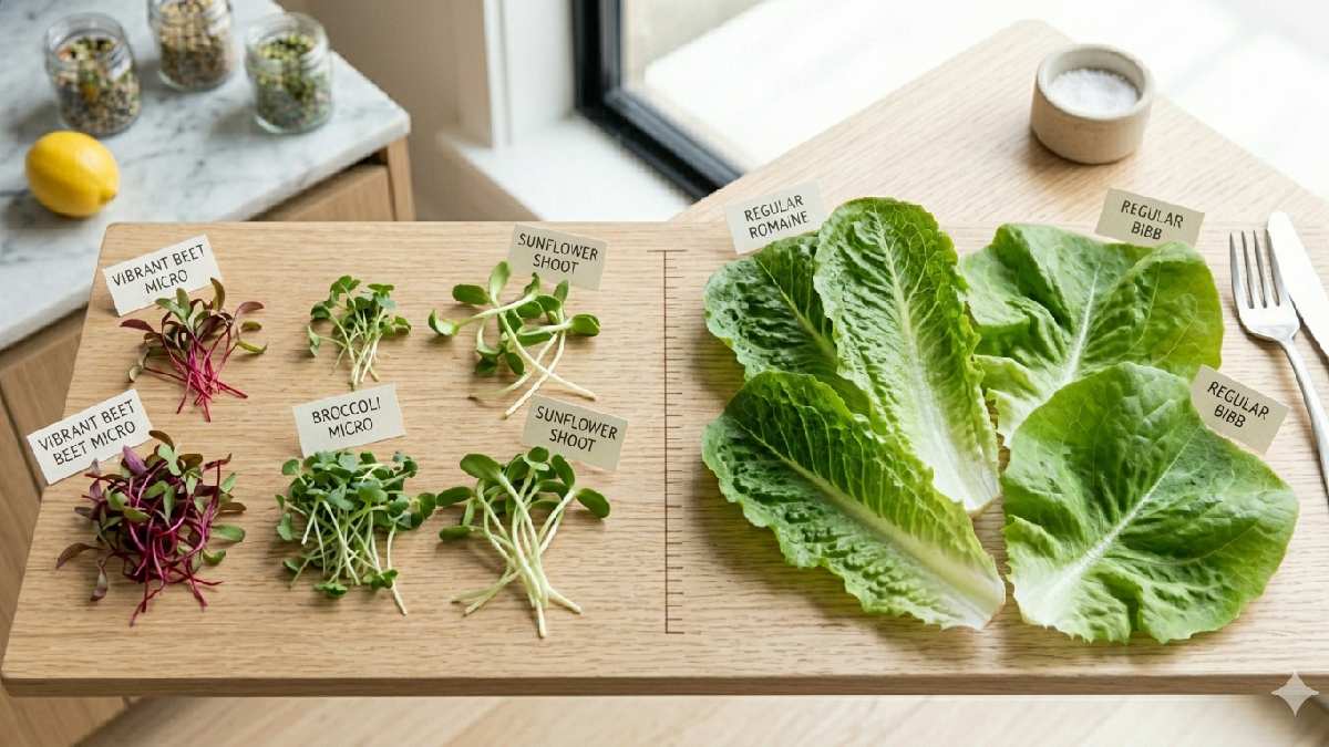 “Comparison between microgreens and regular leafy greens.”