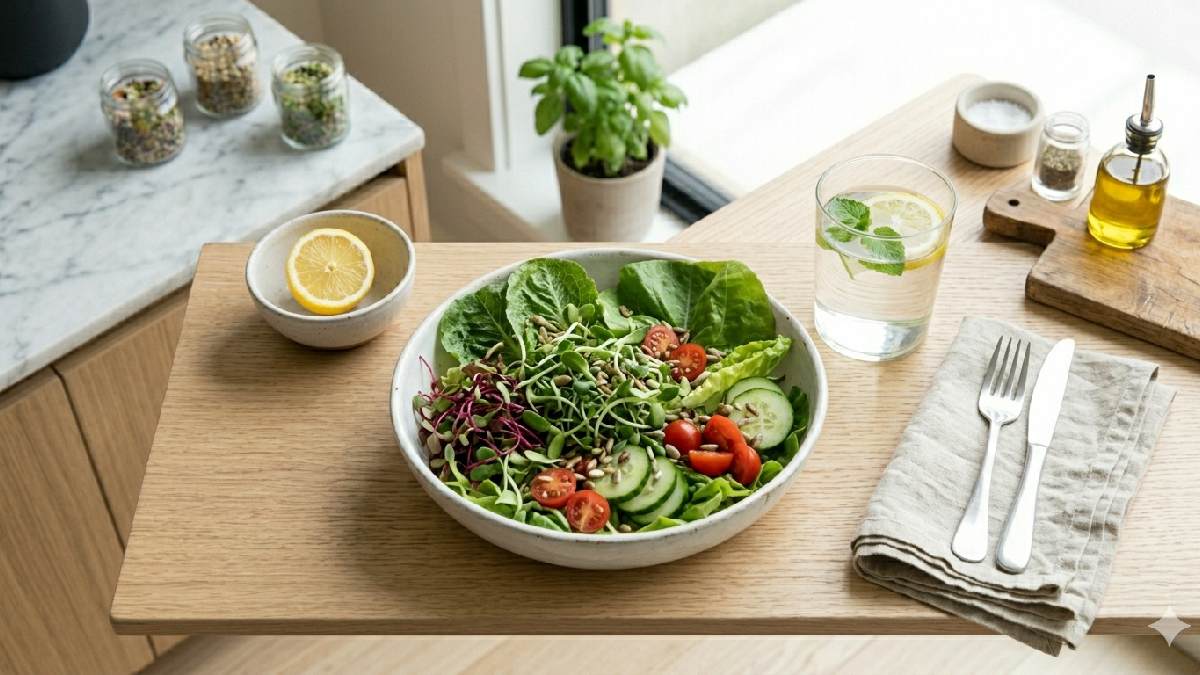 “Healthy microgreen salad showing wellness benefits.”