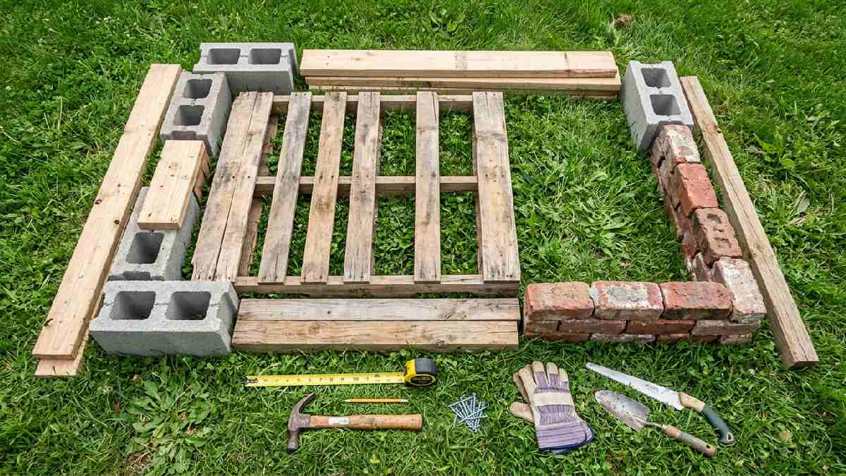 Cheapest raised garden bed materials including reclaimed wood pallets pine boards cinder blocks and old bricks for budget DIY gardening projects. 
