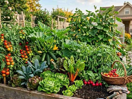 Best vegetables to grow at home in 2026 including cherry tomatoes zucchini lettuce kale cucumbers radishes bush beans and Swiss chard.