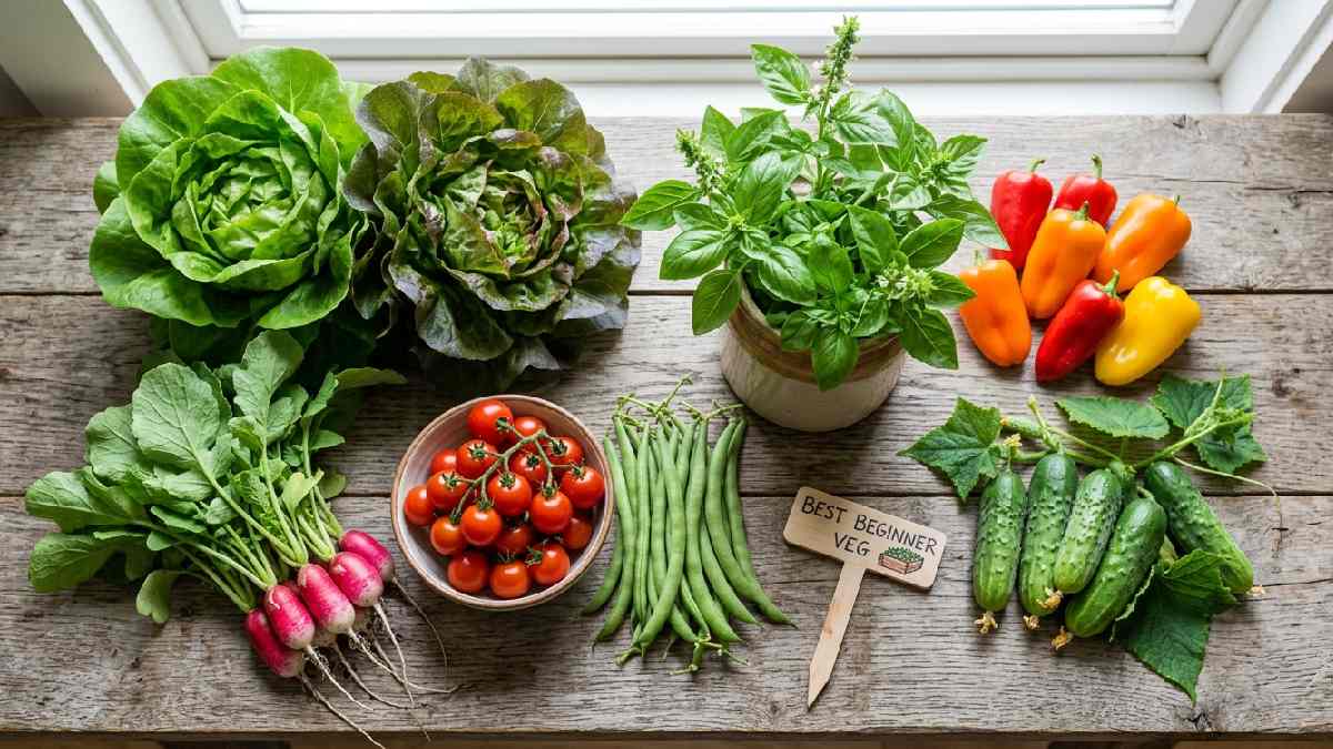 Cherry tomatoes, lettuce, bush beans radishes, peppers, cucumbers, and basil are the best vegetables for beginner raised bed gardening. 