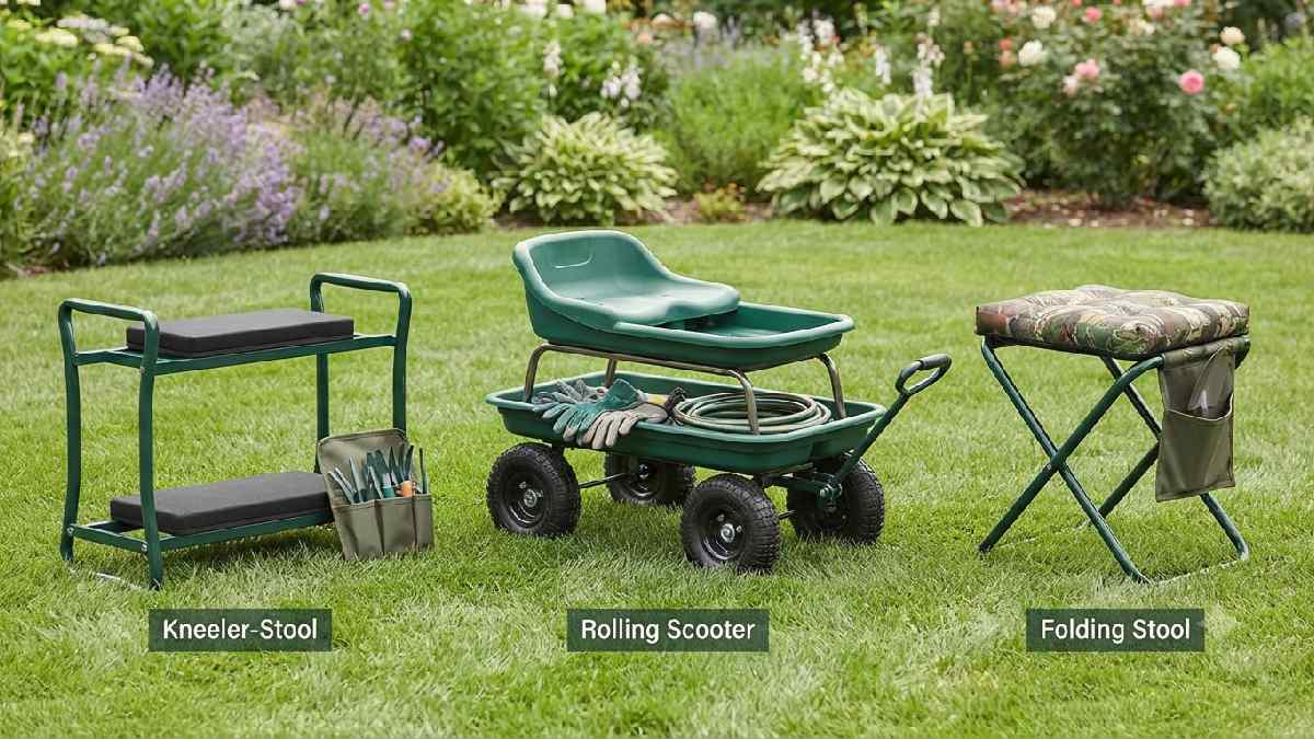Different types of gardening stools for seniors
