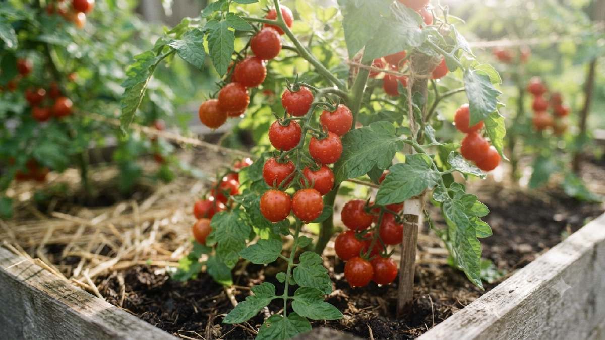 Growing tomatoes in home garden