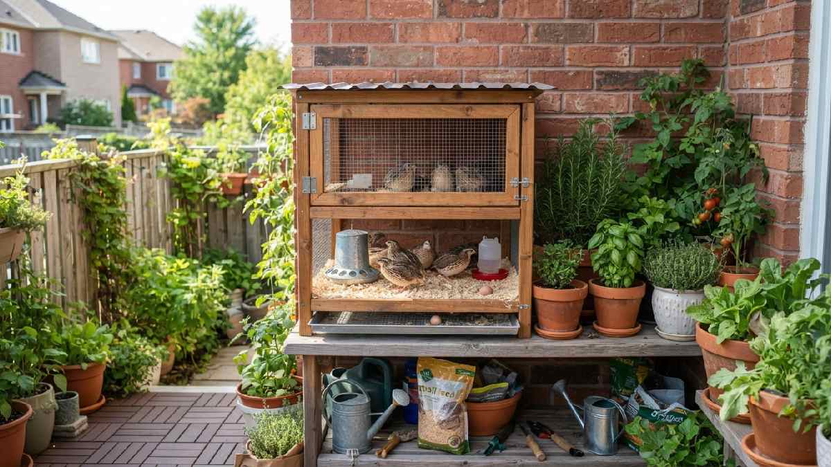 Quail farming setup in small backyard space
