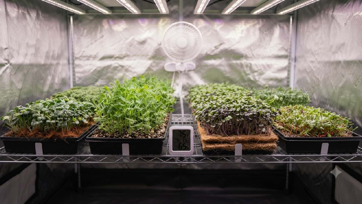 Different growing media for microgreens.
