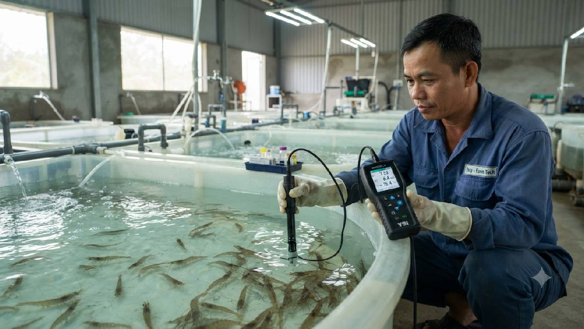 Testing shrimp water quality