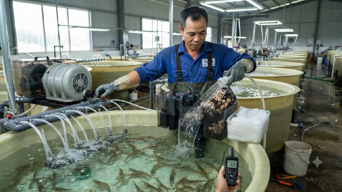 Shrimp farm maintenance