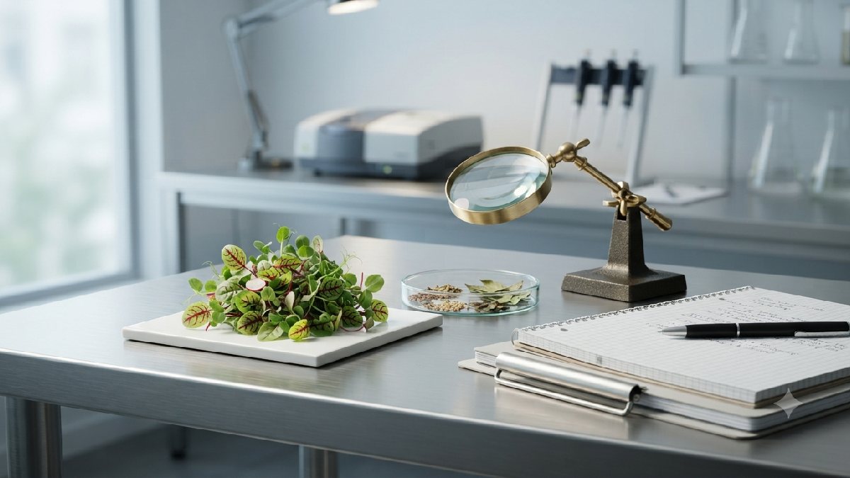Microgreens shown in a nutrition research setting.