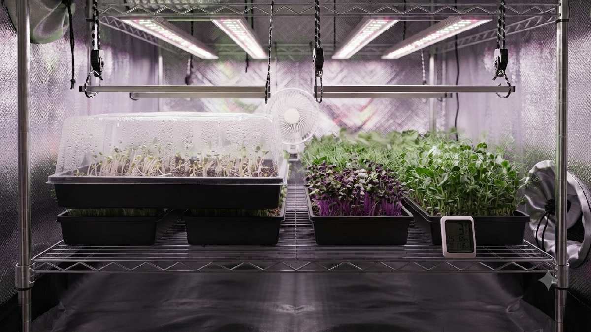 Managing humidity during microgreen growth.