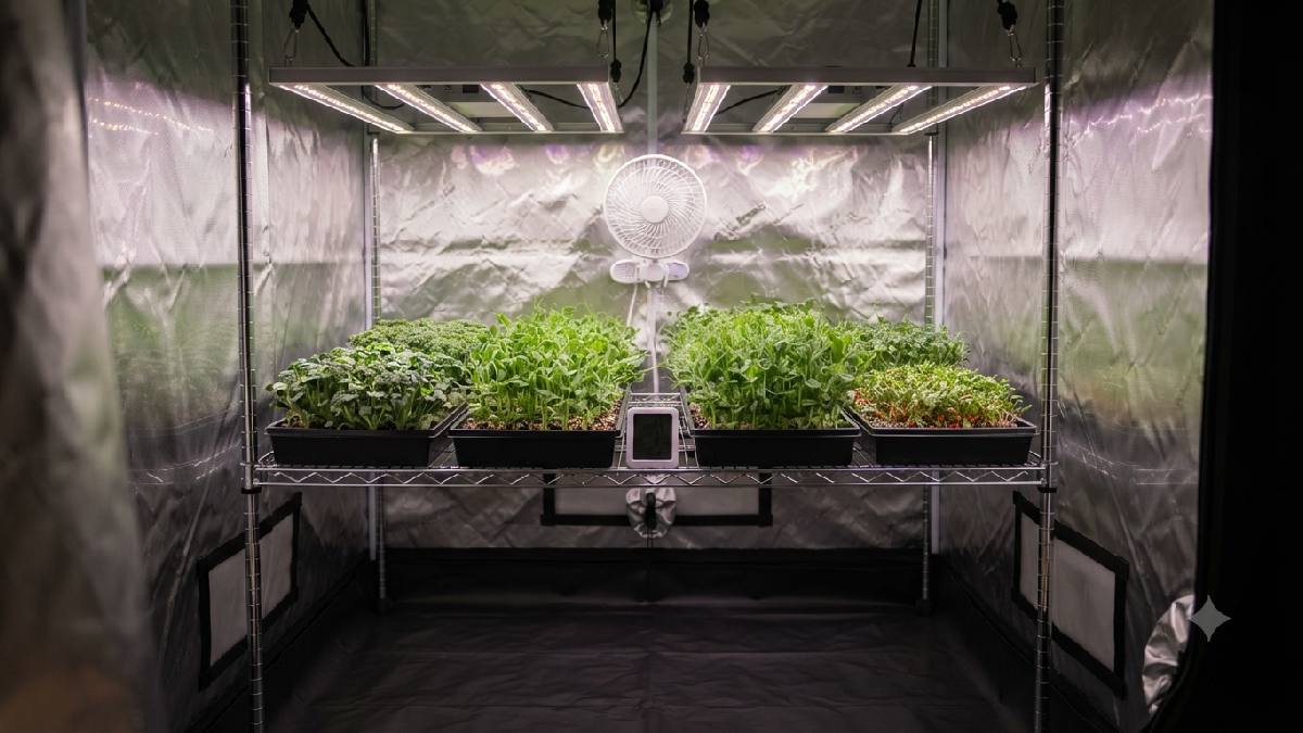 Monitoring temperature inside a grow tent.