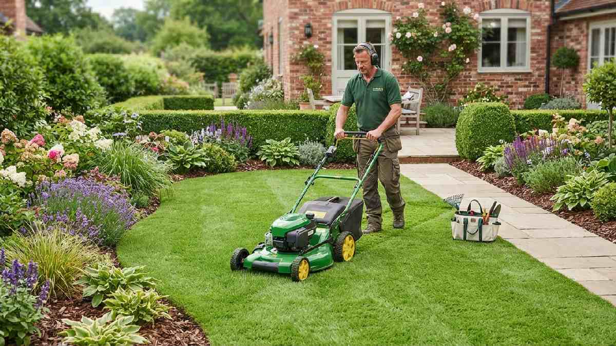 Professional lawn care and garden maintenance service.