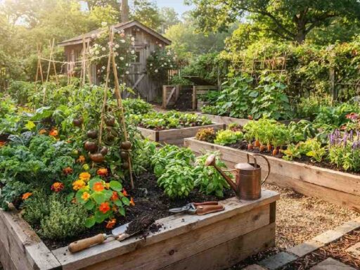 Beginner garden showing essential gardening skills.