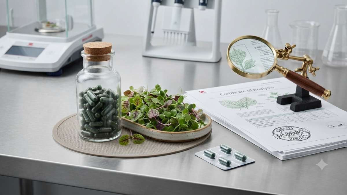 Checking quality of a microgreen capsule brand.